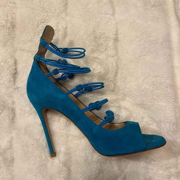 Gianvito Rossi Blue Suede High Heel - Picture 3 of 7